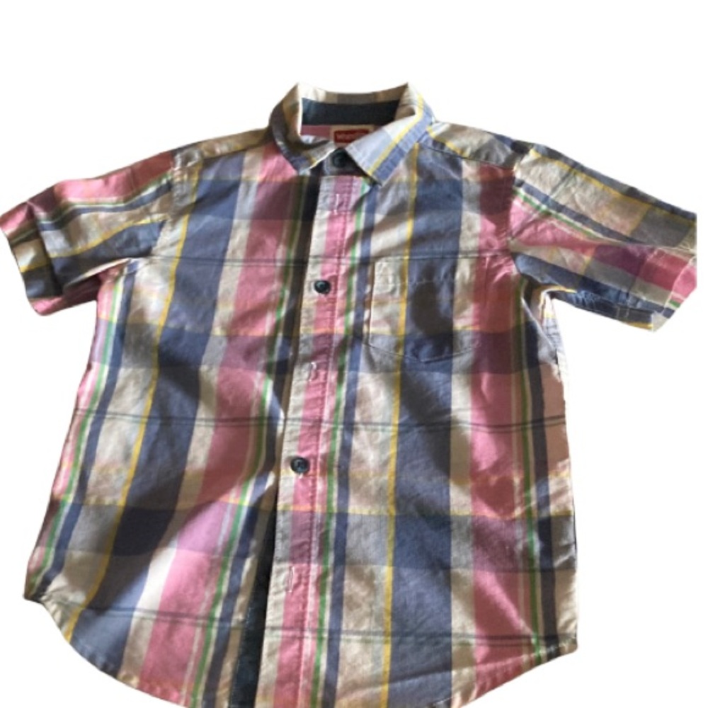 Wrangler jeans Company button down short sleeve boys plaid print shirt